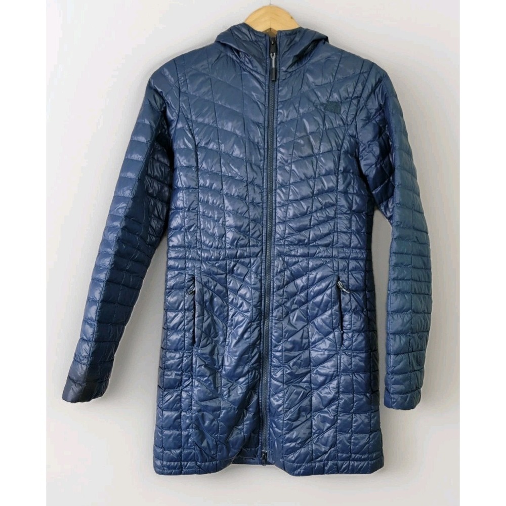 The North Face Women's ThermoBall Hooded Quilted Puffer Coat‎ Blue Small S/P